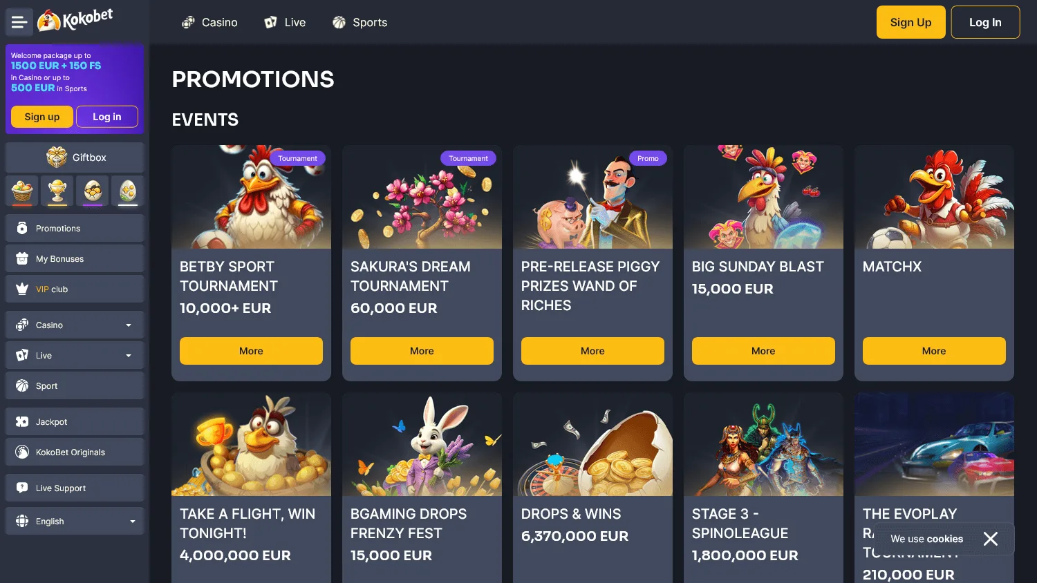 KokoBet interface screenshot