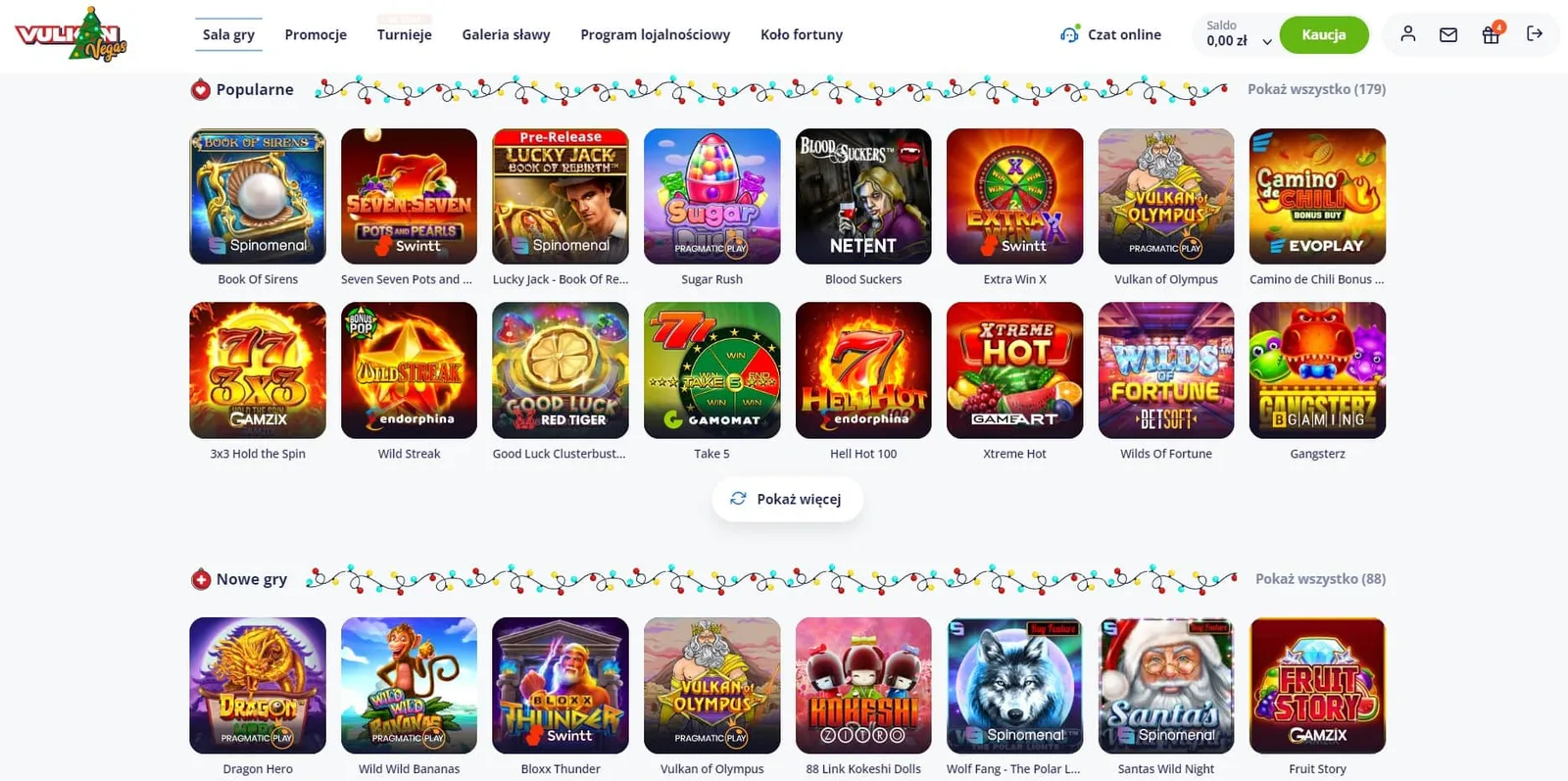 Vulkan Vegas Casino interface screenshot